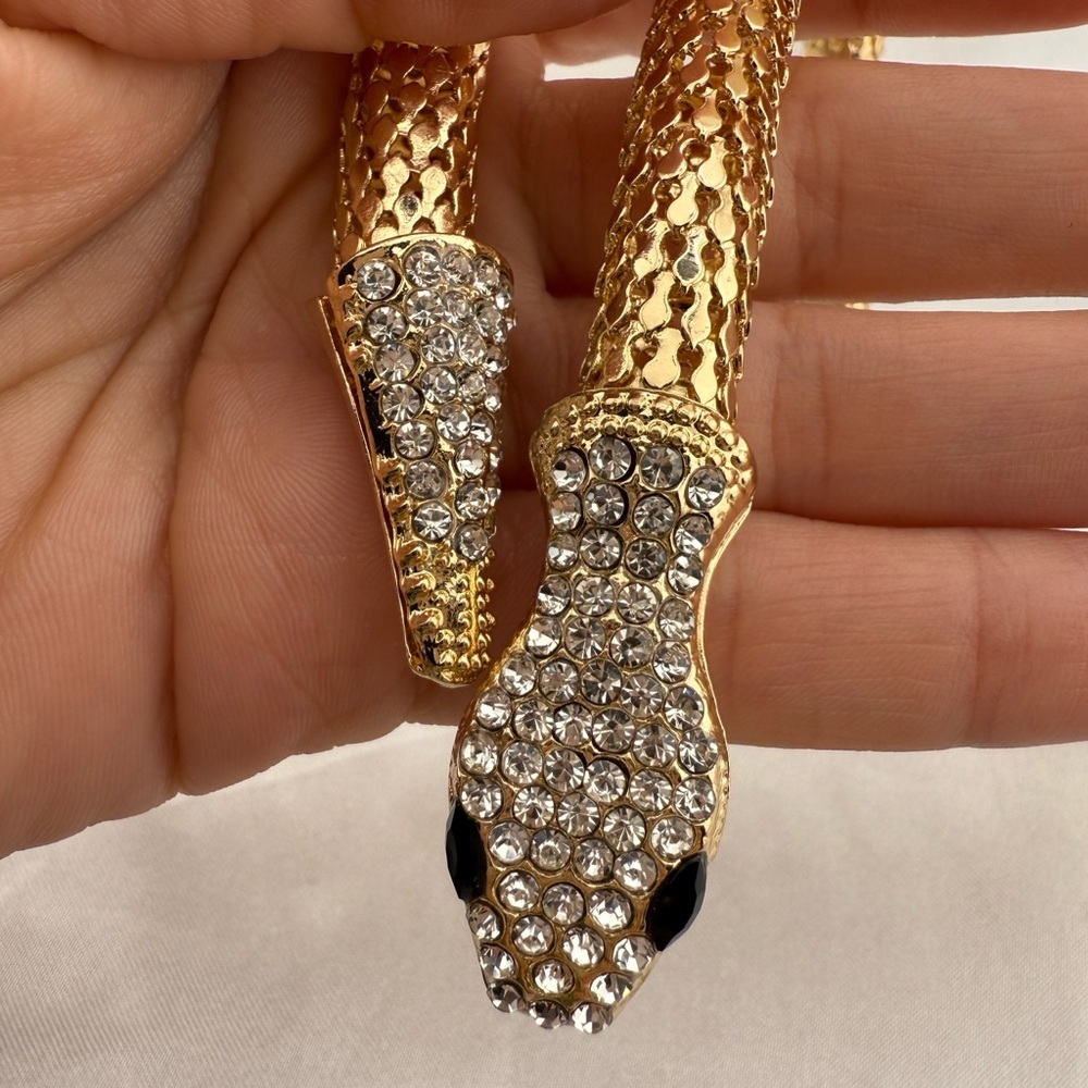 Lux Serpenti serpentine wrap multi diamonds Gold Snake Necklace - Picture 6 of 11